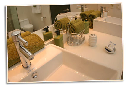 Bathroom vanity in Cascadas de Pedregal Condos in Cabo San Lucas